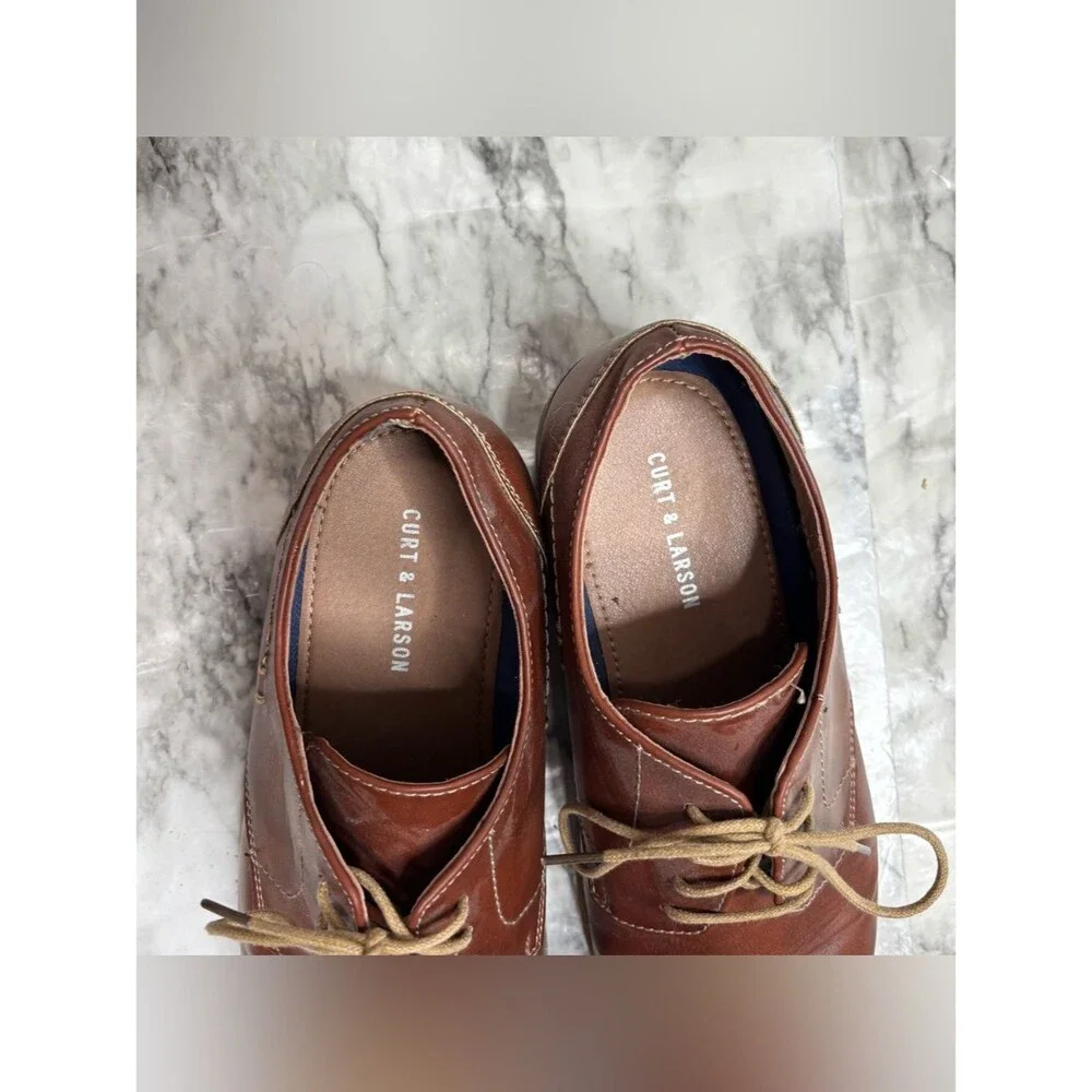 Curt & Larson Men's Brown faux Leather Derby Shoes  Lace-Up Comfort size 10.5